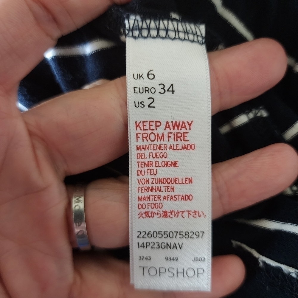 Topshop Navy White Striped Romper Women's Size 2 Spaghetti Straps Coastal Cute - Picture 3 of 4